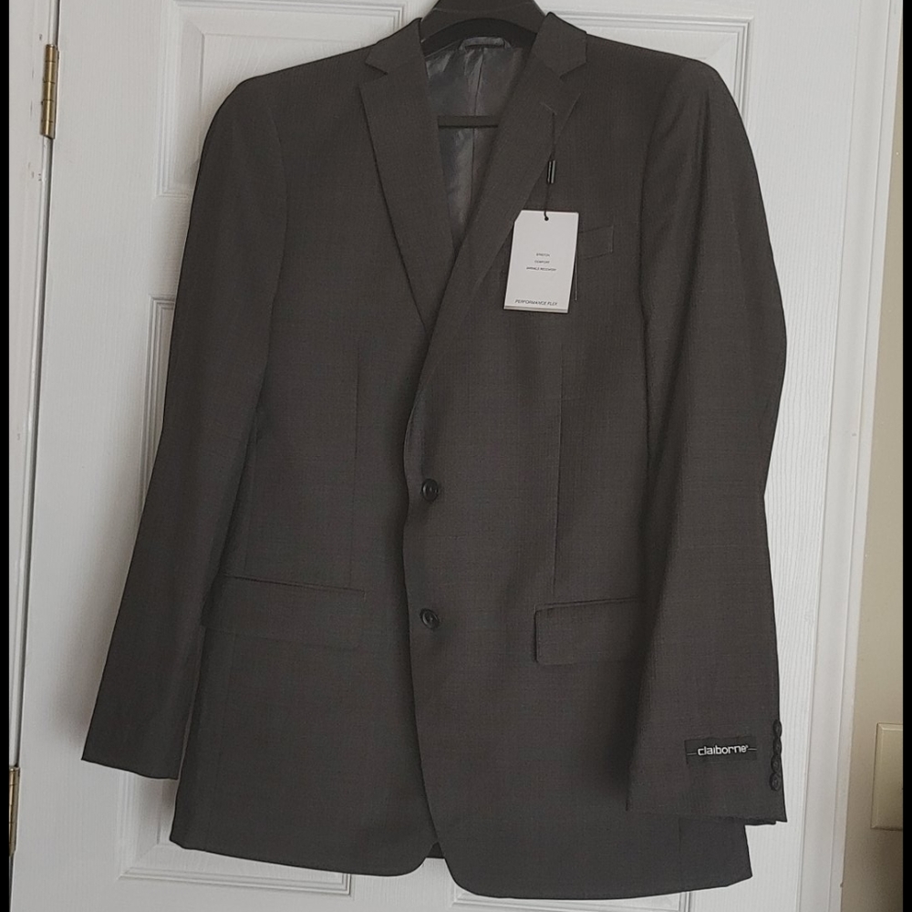 Claiborne charcoal performance flex suit jacket